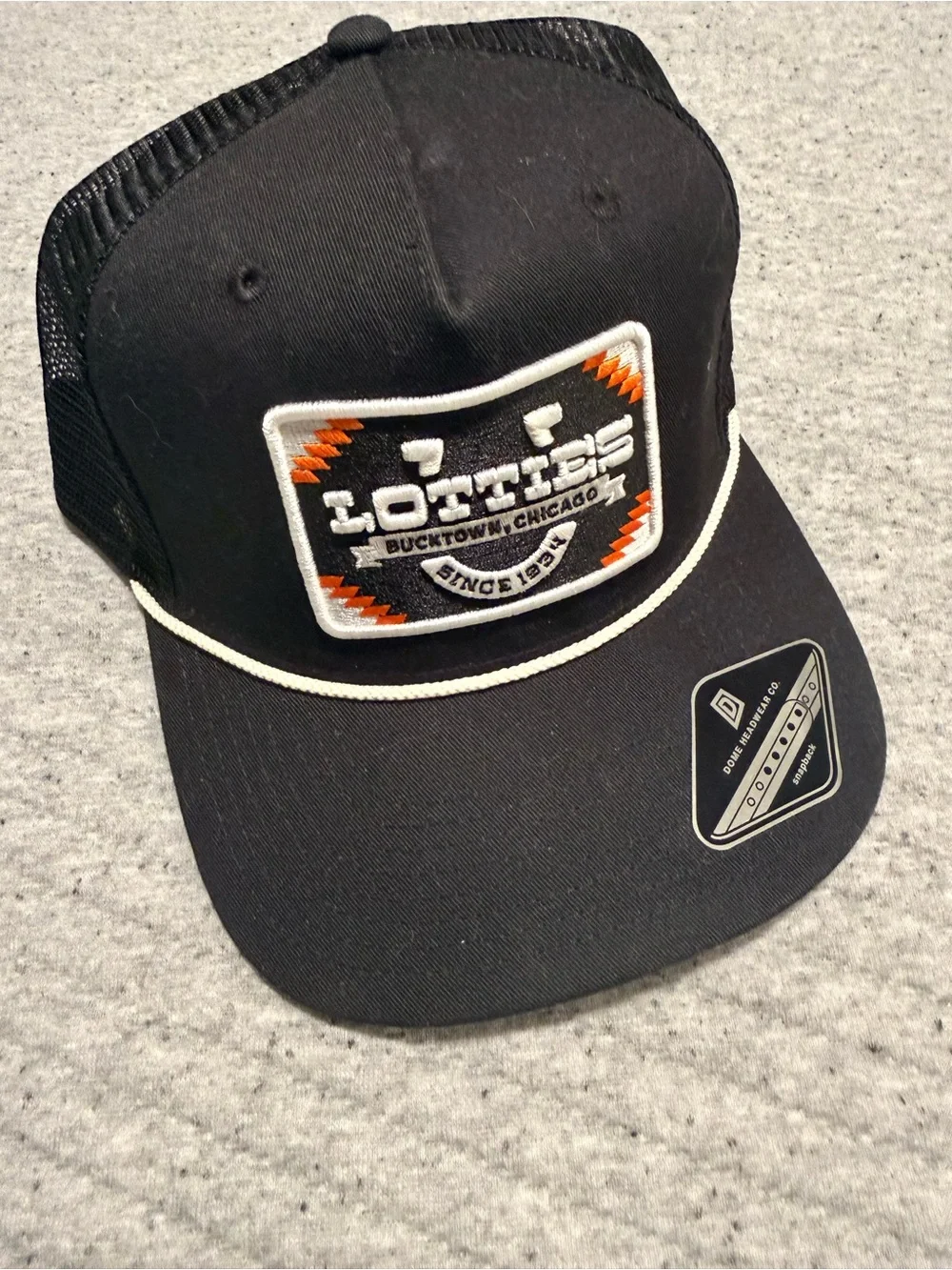 Lotties Black Rope-Front Patch Cap - Bucktown, Chicago